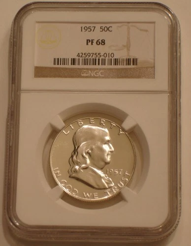 1957 Franklin Half Dollar NGC PF 68 sparkling Superb Gem PROOF
