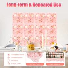 3D Flower Wall Panel-12pcs Artificial Flower Wall Background Silk Rose Wedding