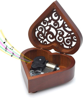 Wooden Music Box You Are My Sunshine, Heart-Shaped Wind up Clockwork Mechanism V
