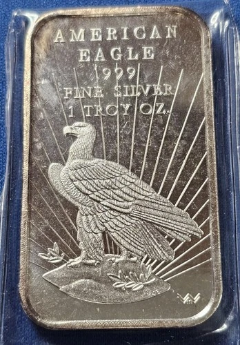 A American Eagle World Wide Mint 1oz .999 Fine Silver Vintage Art Bar Bullion