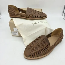 Nisolo Huarache Shoes Mens Size 11.5 Brown Leather Woven Slip On Casual Peru