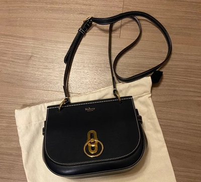 Mulberry Small Amberley Satchel Leather Midnight Navy Near Mint W