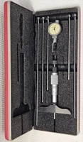 Starrett No. 445AZ-6RL Depth Micrometer Set w/6 Rods, Case, Alina Dial Guage #88