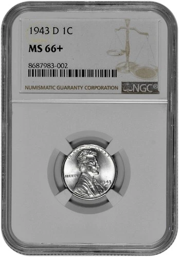 1943 D 1c Lincoln Steel Wheat Cent NGC Graded MS 66+ in New Holder