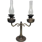 ANTIQUE Dual Oil Lamp Victorian Brass Decorative Collectable 70cm Tall TH