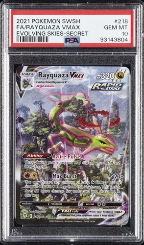 2021 POKEMON SWORD & SHIELD EVOLVING SKIES SECRET FULL ART/RAYQUAZA VMAX PSA 10
