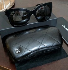 Chanel Black Acetate Cat Eye Frame Sunglasses 5357
