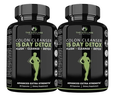 2Pack THE ENCLARE NUTRITION Colon Cleanse 15 Day Detox Flush Cleanse Women & Man