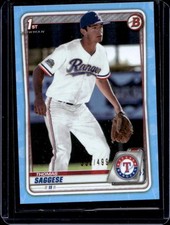 2020 Bowman Draft Thomas Saggese Sky Blue 1st Prospect #/499 Rangers