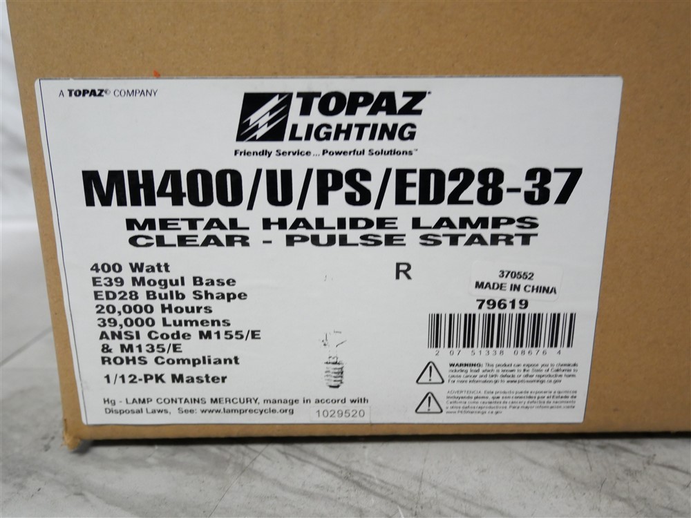 12 Pack 400W CLEAR ED28 UNV BURN 4000K NEW Light Bulbs!