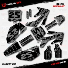 Black & Gray Slick Racing Graphics Kit fits Honda CRF250R 06-09 Crf 250 Crf250