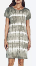 Gap Olive Green Tie Dye Crew Neck Short Sleeve T-Shirt Dress Womans Size Medium