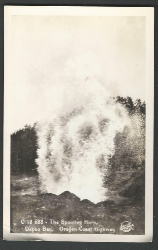 OREGON COAST HIGHWAY The Spouting Horn Depoe Bay RPPC Sawyer Real Photo Postcard