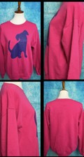 Dog Lover Animal Puppy Silhouette Crewneck Pink Sweatshirt Size Medium
