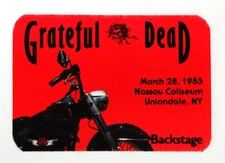 Grateful Dead Backstage Pass Motorcycle Harley Davidson Nassau 3/28/85 3/28/1985