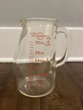 Vintage Glasco Baby Bump Round The Clock  Heat Resistant Formula Pitcher 32 Oz 