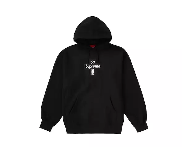 Sweat à capuche logo boîte croix suprême noir taille grande