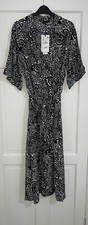 ZARA BLACK WHITE COLLARED PAISLEY PRINT MIDI SHIRT DRESS WITH BELT SIZE M BNWT