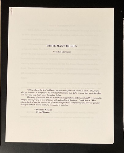 MOVIE PRESS KIT 1995 WHITE MAN’S BURDEN W/ 7 PHOTOS + TICKET — JOHN TRAVOLTA - Picture 3 of 5