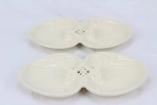 Beige Heart Shaped Tidbit Serving Tray Nut Candy Dish Roses Portugal Made 12.5"