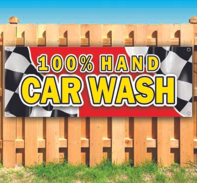 #ad 100% HAND CAR WASH Advertising Vinyl Banner Flag Sign Many Sizes USA $22.42