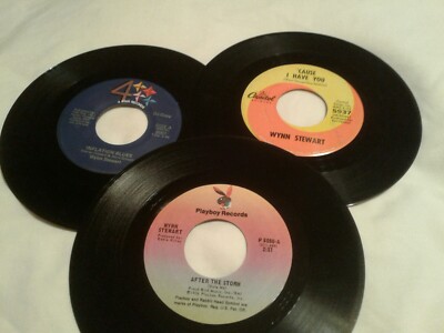 Lot 3 WYNN STEWART 45s Cause I Have You / Inflation Blues / After The Storm 