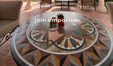 48'' green round Marble table Top dining pietra Dura inlay home room decor