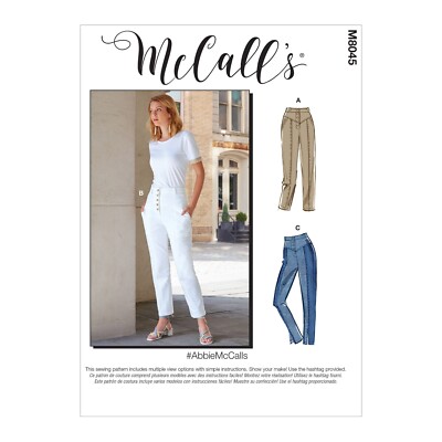 McCall 8045 Sz 6-22 Slimming Shaped Button Pant Pockets High Waisted Pattern