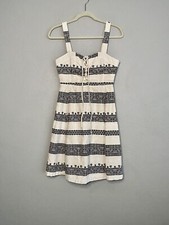 Hailee C Dress Size Small Aztec Print Lace Up Fit & Flare White Black Sleeveless