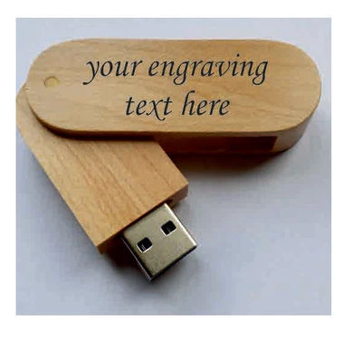 Personalised wooden laser engraved 16Gb 32Gb 64Gb usb stick memory flash drive