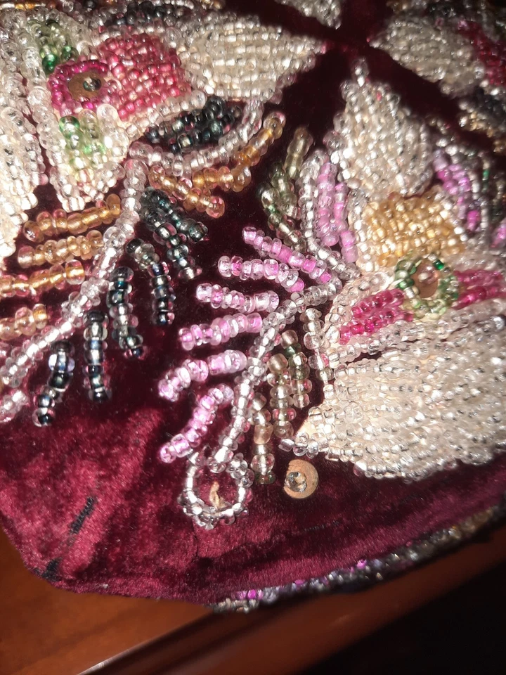 antique headdress average asia handmade for girls embroidered with beads skullc - Image 3 of 4