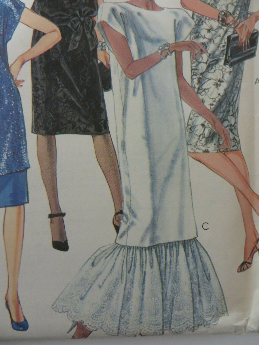 セット販売 Women's Dress Patterns Vtg 80's McCall's 2298 STRAIGHT LONG DRESS w/ FLARED RUFFLE Sewing