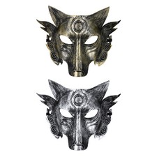 2pcs Wolf Half Face Mask Animal Masquerade Masks for Halloween Party Cosplay