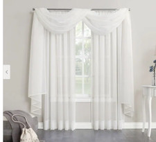 Emily Sheer Voile long scarf Curtain Single Panel White 59'' x 216" NEW