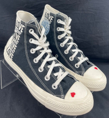 Converse All Star 567309F Love Fearlessly Black White Sneakers Shoes Women's 7
