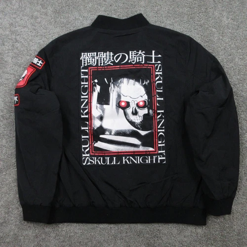 Berserk Jacket Mens XXL 2XL Black Skull Knight Bomber Windbreaker Coat Anime NWT video thumbnail
