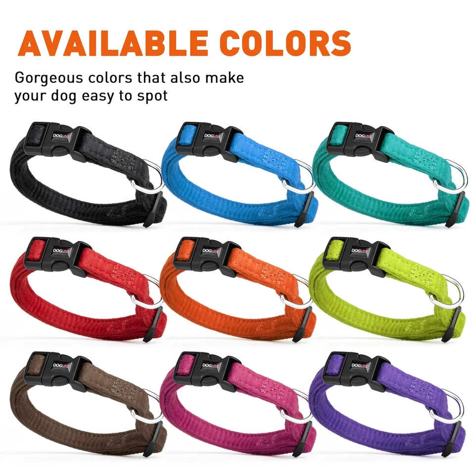 Collar plano de microfibra cómodo para perros con 5/8" L 9"-13" marrón Foto 3 de 4