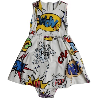 DOLCE & GABBANA シルクプリントワンピース白 サイズ38*YC81 DOLCE & GABBANA Kids Dress White Cartoon Print A-line s. Tag