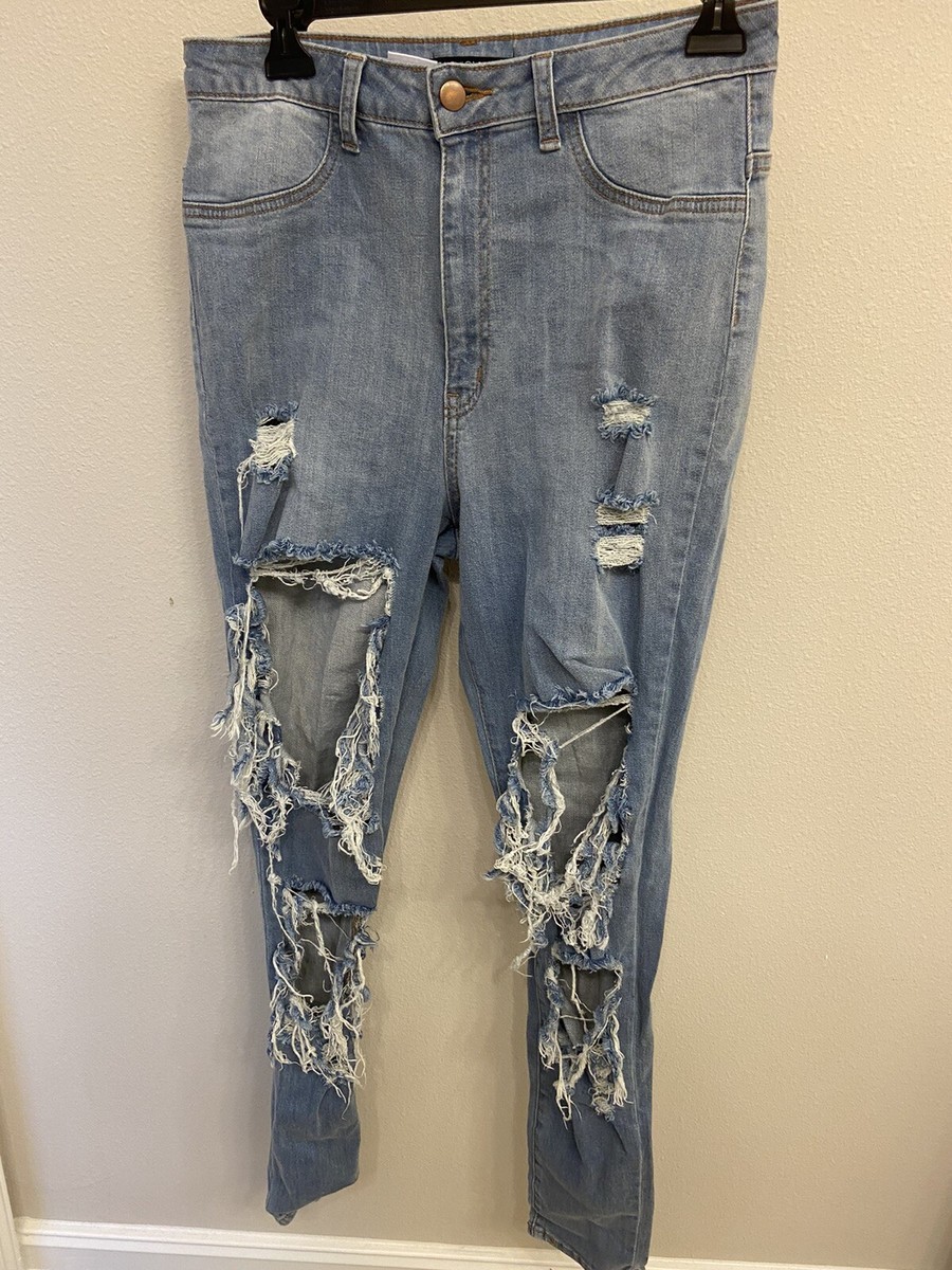 アメリカ人気ブランドfashion novaハイダメージデニム Best Stretch Ripped High Rise Bootcut Jeans - Acid Wash
