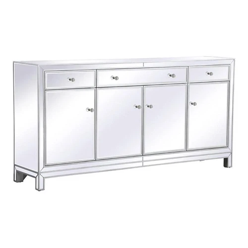 Elegant Decor Reflexion 72" Metal and MDF Mirrored Credenza in Antique Silver - Picture 1 of 8