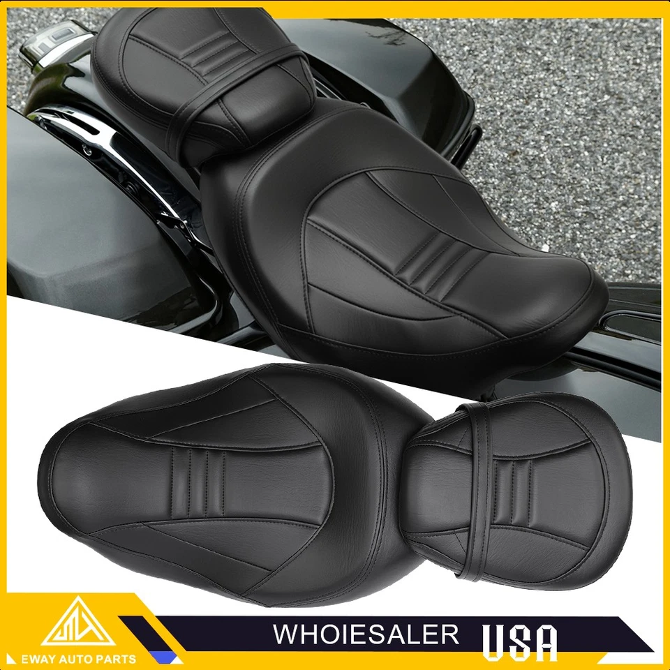 Asiento de conductor y pasajero negro apto para Harley Touring Road King 2009-2024 Foto 3 de 4