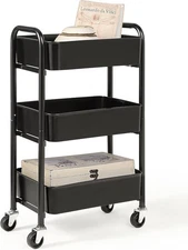 3-Tier Delicate Compact Rolling Metal Storage Organizer Mobile Utility Cart