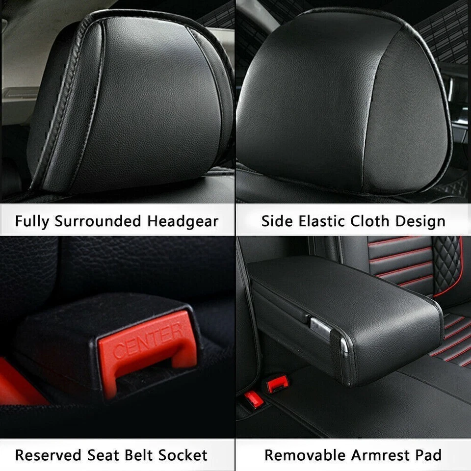 Juego completo de funda de asiento de auto de cuero PU para Honda Accord/Civic/CR-V/claridad/Insight Foto 4 de 4