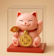 Winkekatze Glückskatze Maneki Neko winkende Solar Glücksbringer 1193F