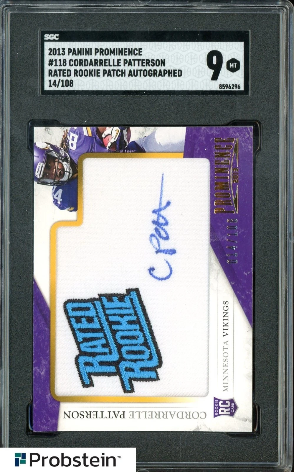 Cordarrelle Patterson Panini Prominence #118 Rookie Letter Autograph