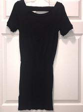 Free People Black Ribbed Knit Dress, Medium