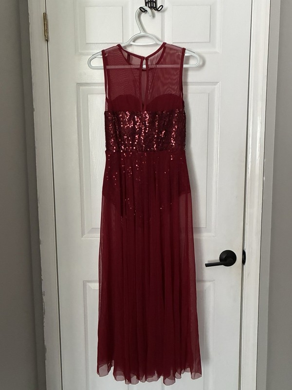 NEW With tags - Red Sequin leotard Long dance costume Women’s small