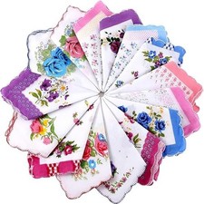 15 Pieces Ladies Hankies Women Floral Handkerchiefs Vintage Handkerchiefs