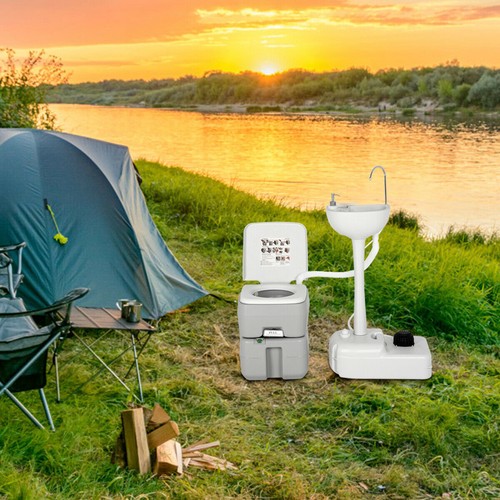 Outdoor Wash Sink and Potable Toilet Set 4.5 Gallon Sink & 5.3 Gallon Toilet - Picture 3 of 10