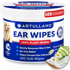 Dog Ear Wipes 100 Plant Based/Ear Itch Relief Removes Wax Dirt 100 Soft Wipes